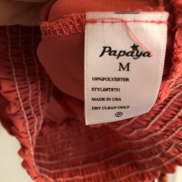 Papaya Peasant Top with Feather Tie Detail - Picture 5 of 7